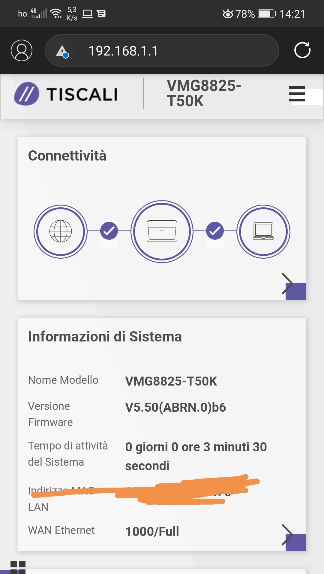 Tiscali led rosso modem FibraClick Forum